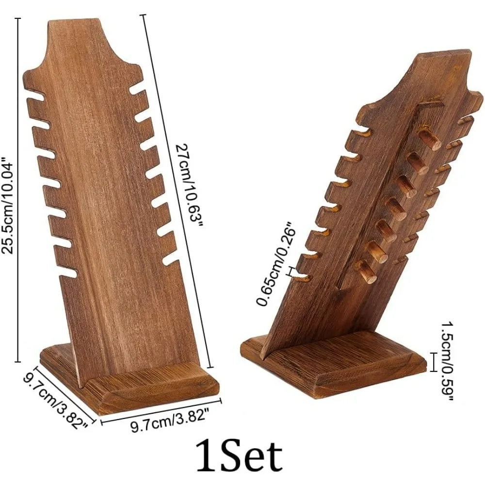Colar de madeira expositor de jóias para 9 colares, suporte de armazenamento de colar prancha de madeira expositor