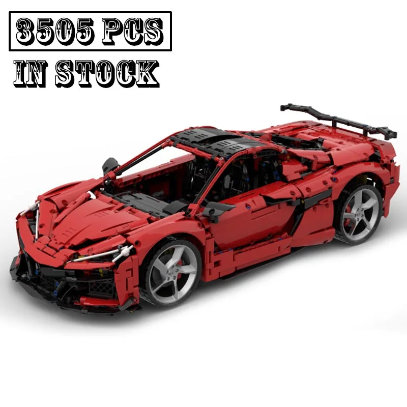 New Technical MOC-175389 C8 Z06 1:8 Scale V8 Engine Super Sports Car Model Buiding Block Bricks Boys Toys Kids Birthday Gifts