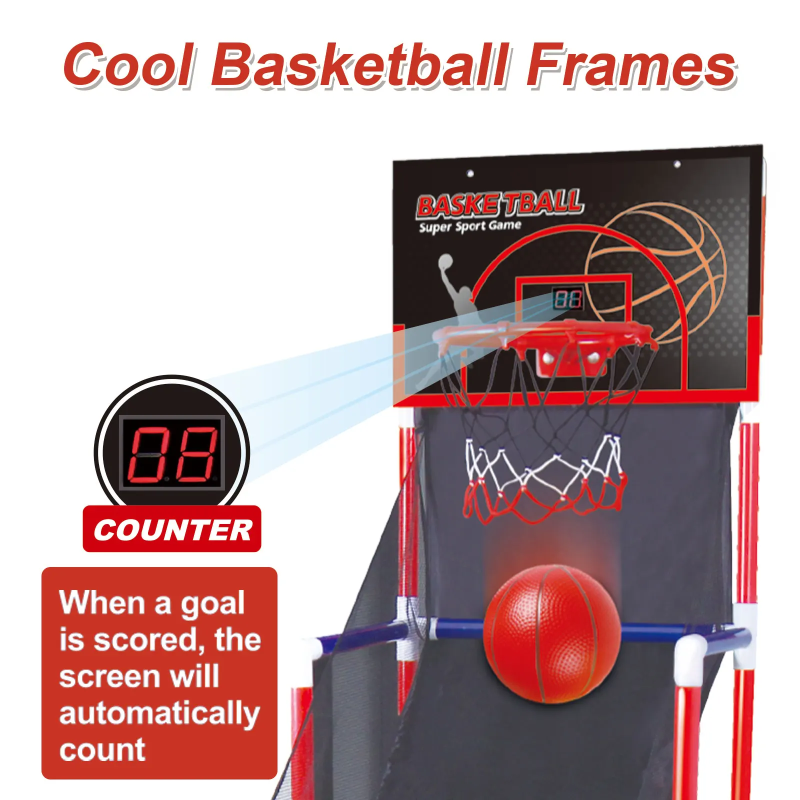 Juguetes deportivos 2 en 1 para sótano, portería de red de fútbol, marcador electrónico, juego de aro de baloncesto Arcade para niños 2025