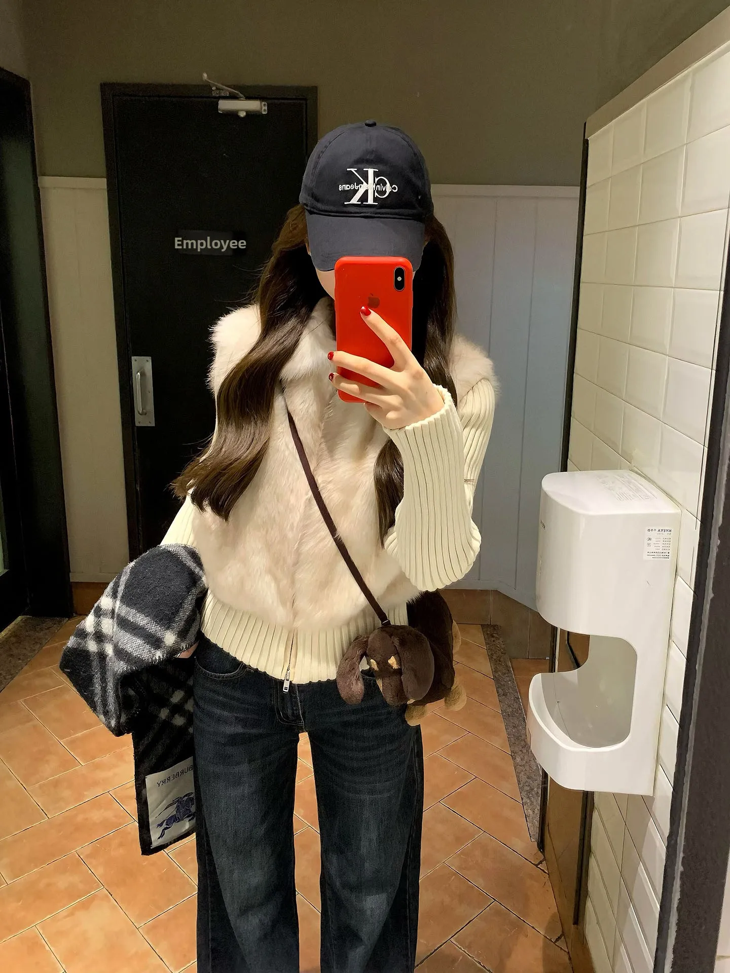 

Autumn Winter Fur Coat Women's Removable Sleeve Vest Elegant Simple Cleanable Long Sleeve Short Length No Hat