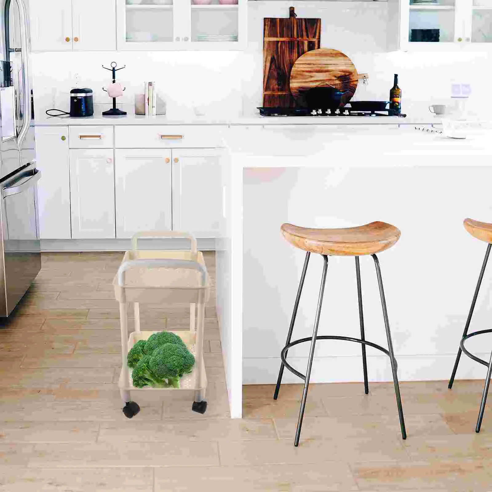 Armazenamento Trolley Rack com roda, carrinho móvel, Rolling Wheels Utility no escritório branco PP