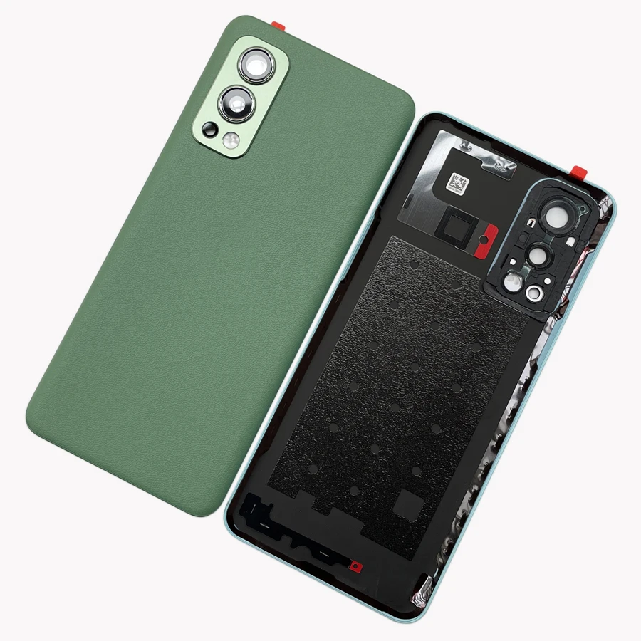 Cubierta trasera para OnePlus Nord 2 5G One Plus, funda de vidrio para reparación de puerta trasera, pegamento para lente de cámara con logotipo, A