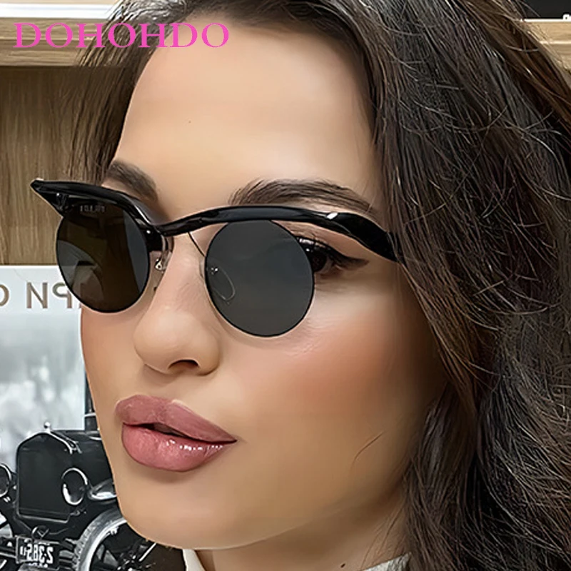 

Vintage Rimless Round Sunglasses Women Men Trendy Fashion Luxury Brand Designer Small Frame Outdoors Driving Sunglasses UV400