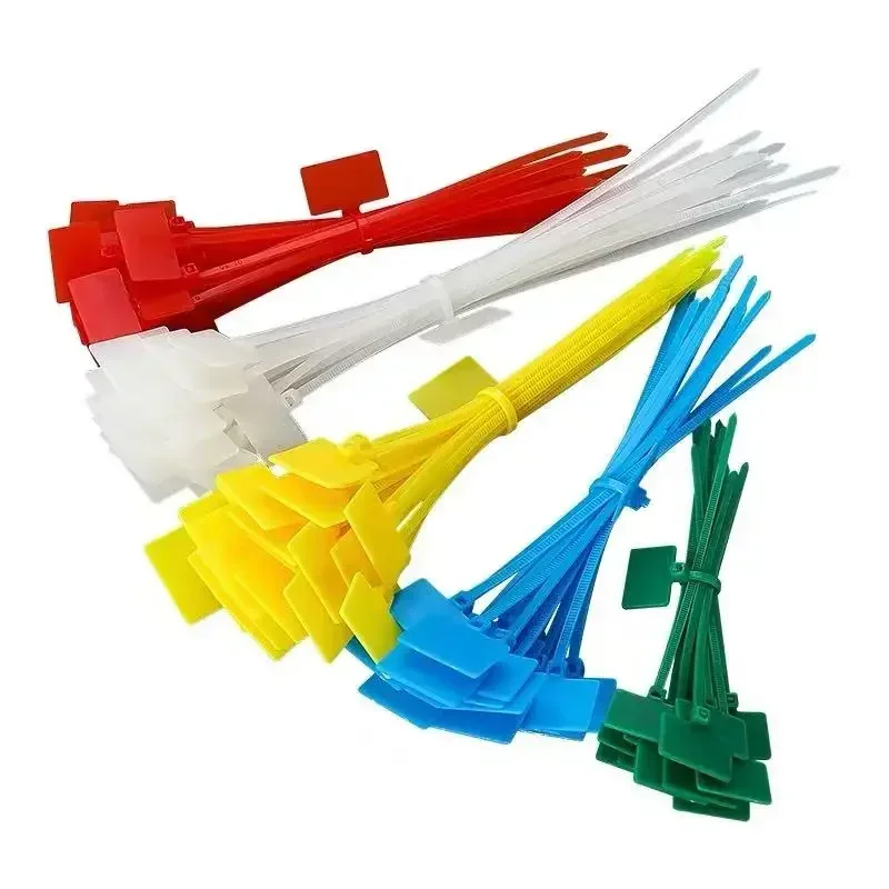 100pcs Easy Mark 3*1004*150mm4*200 Nylon Cable Ties Tag Labels Plastic Loop Ties Markers Cable Tag Self-locking Zip Ties