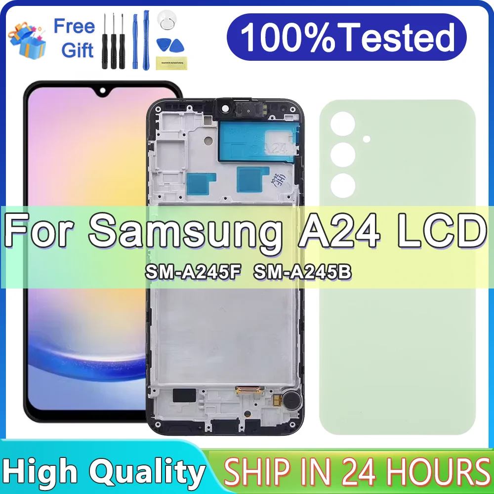 

6.5" Tested For Samsung A24 4G LCD Display Touch Screen Digitizer For Samsung A245F A245F/DS A245F/DSN LCD With Frame