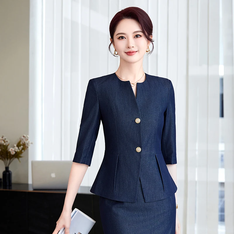 Estilos formales elegantes Primavera Verano mujeres ropa de trabajo de negocios chaquetas femeninas profesionales conjunto de trajes de entrevista profesional