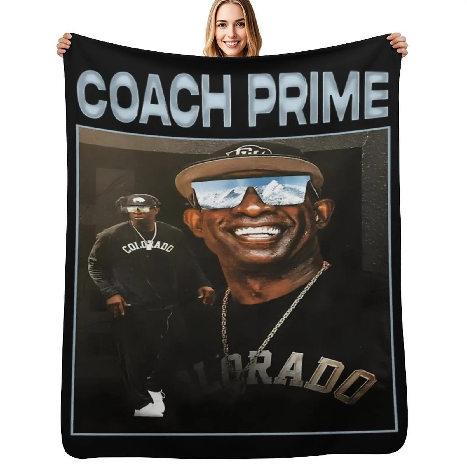 

Deion Sanders Football Throw Blanket christmas gifts Flannels For Decorative Sofa Hair Blankets