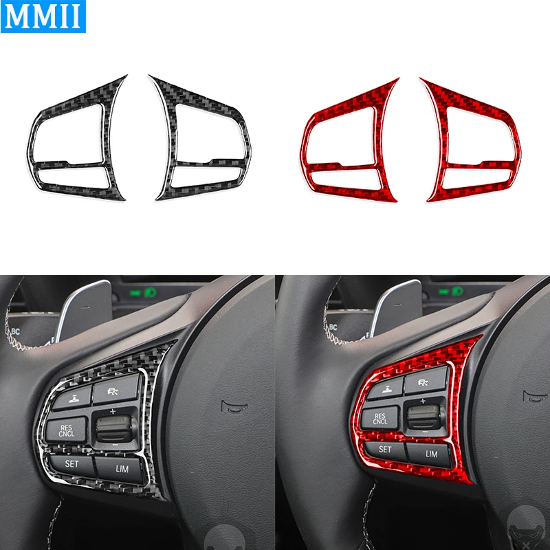 

For Toyota Supra A90 2019-2022 Real Carbon Fiber Steering Wheel Buttons Control Volume Trim Cover Decoration Accessories Sticker