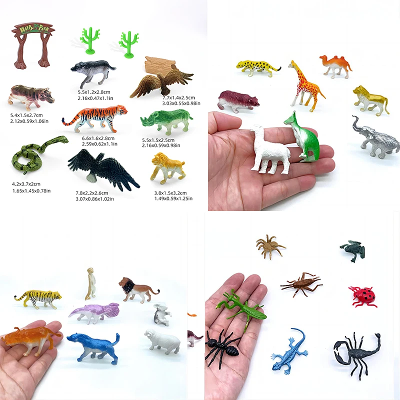 96pcs Animal Model Wild Jungle Zoo Plastic Action Figures Tiger Lion Collection Model Doll Educational Toy for Children Gift