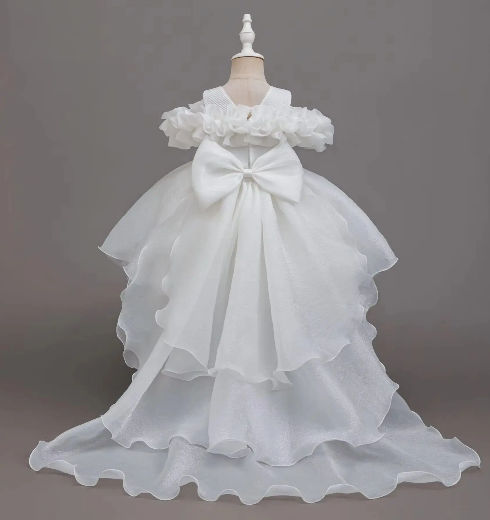 Elegant Girl Party Dresses Trailing Girls Princess Dress Gown 4-7 Years Child Clothes