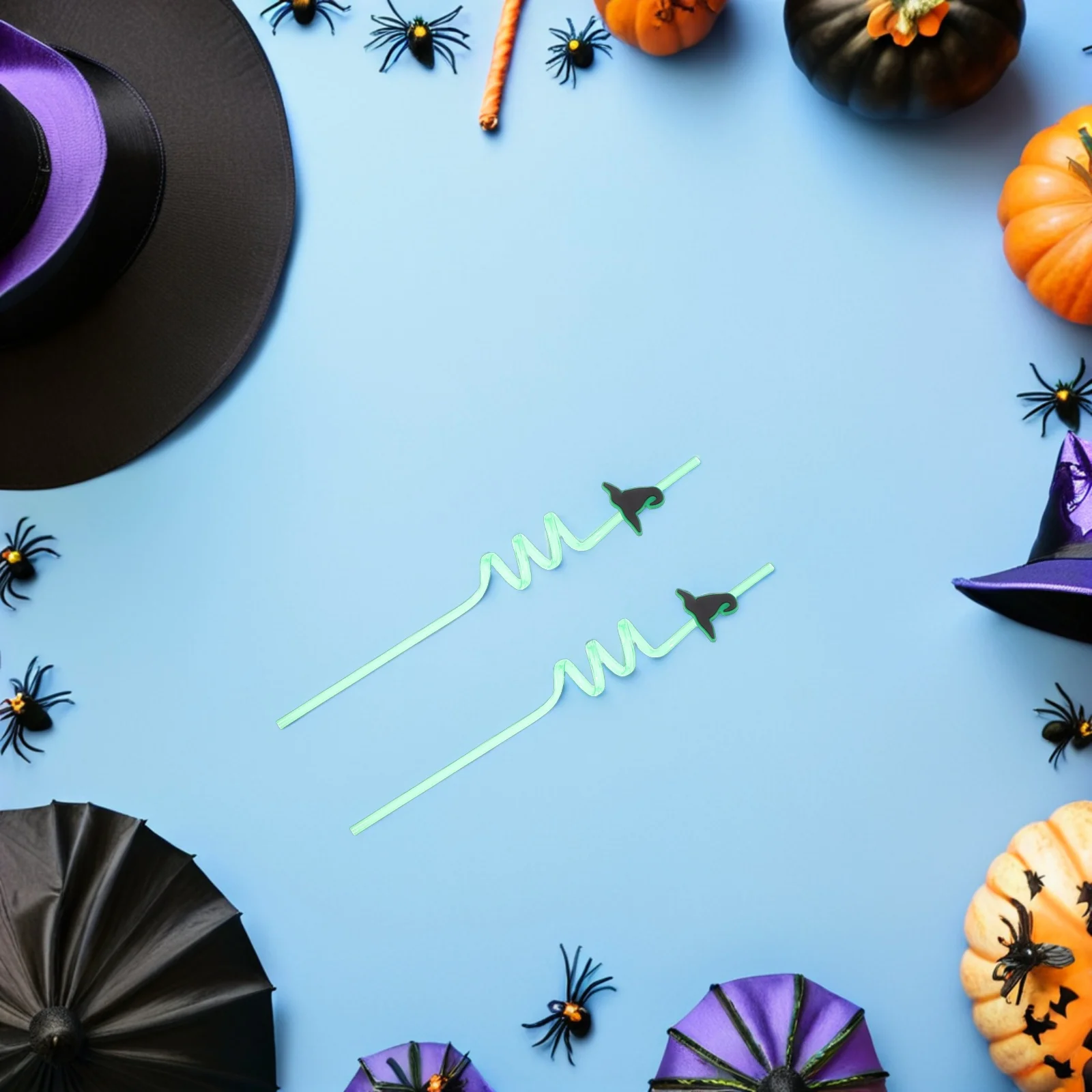 

12Pcs Halloween Witch Hat Straws Unique Spiral Design Festive Plastic Straws for Cocktail Juice Milk Tea Party Favors