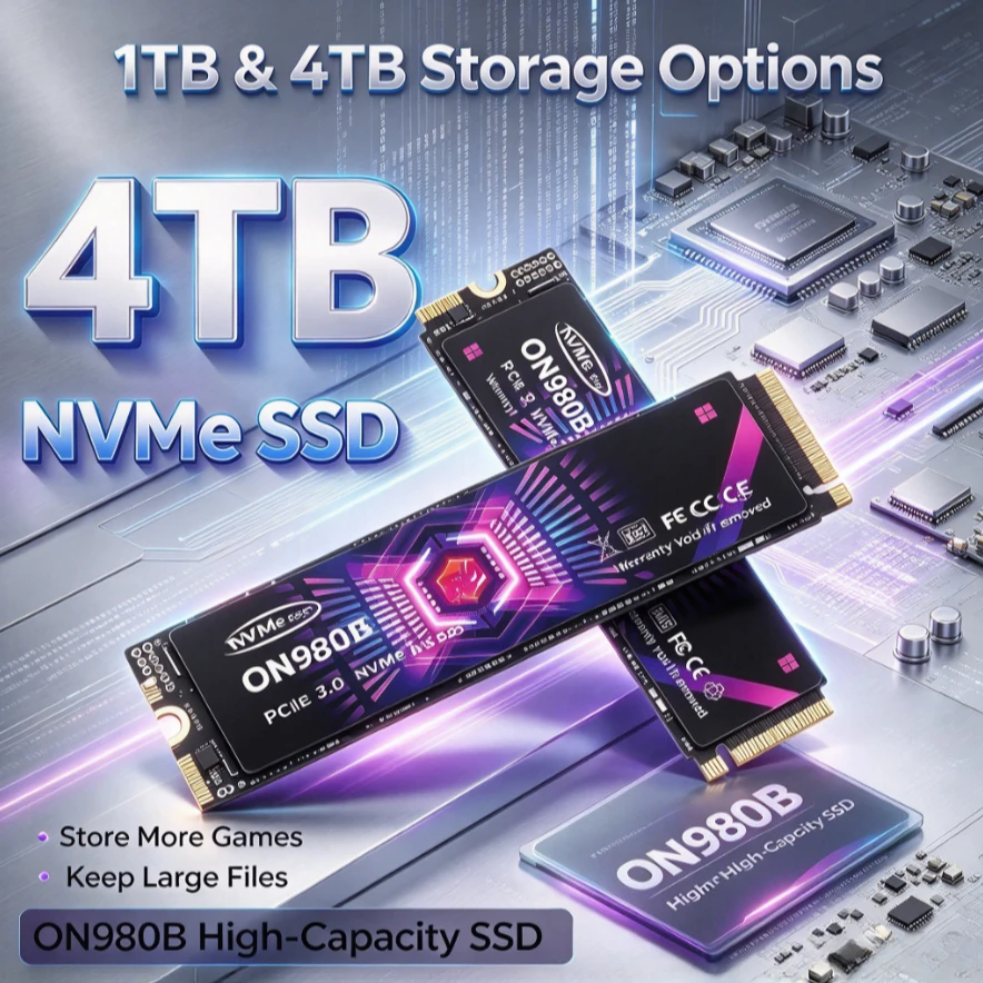 ON980B 500GB-4TB M.2 NVMe Solid State Drive, Fast Read Write SSD Storage for Gaming Desktop and Laptop PC
