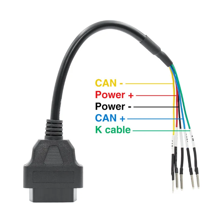 Feminino K-CAN Line Jumper Tester Connector, Diagnóstico Cabo de Extensão, Pigtail, OBDII, 16 pinos, OBD, OBD2