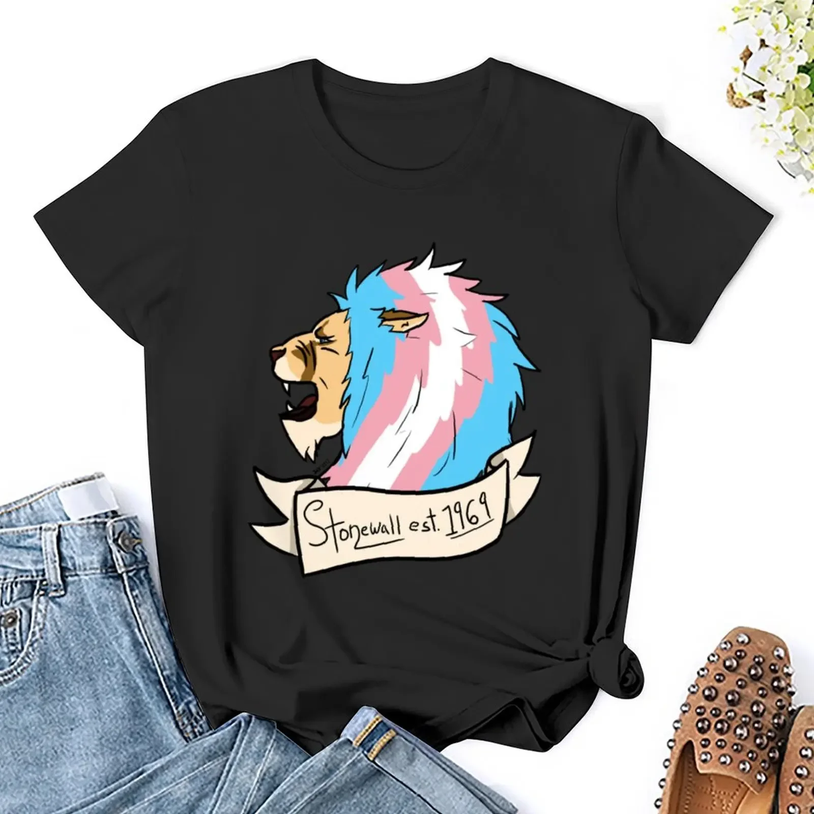 Transgender Stonewall Pride Leeuw T-Shirt Korte Mouw T-Shirt Plus Size Tops Vrouwelijke Kleding T-Shirts Voor Vrouwen Grafische T-Shirts Grappig