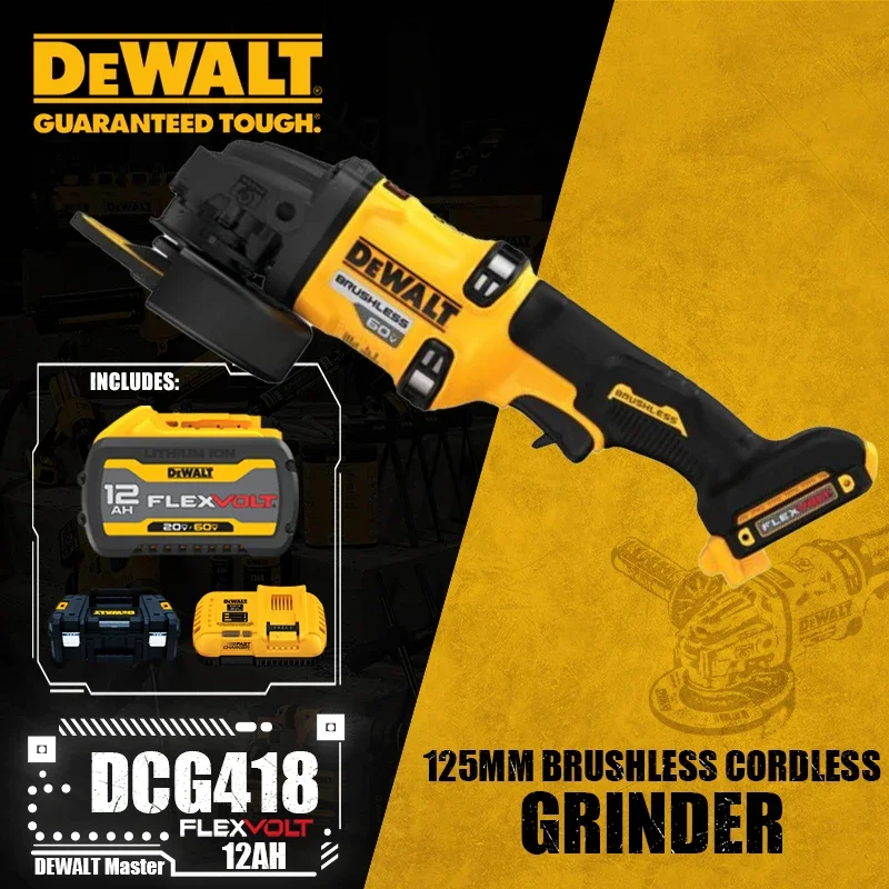 DEWALT DCG418 Kit 125MM Brushless Cordless Grinder With Kickback Brake FLEXVOLT®60V MAX Lithium Power Tools With Battery Charger