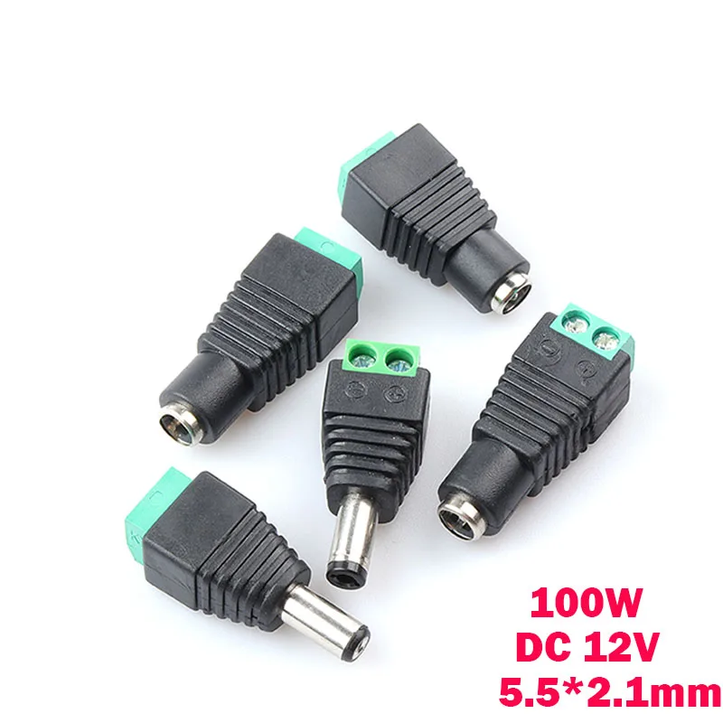 5pairs DC 12V Male Female Connectors 2.1*5.5mm Power Plug Adapter Jacks Sockets Connector For Signal Color LED Strip CCTV Camera