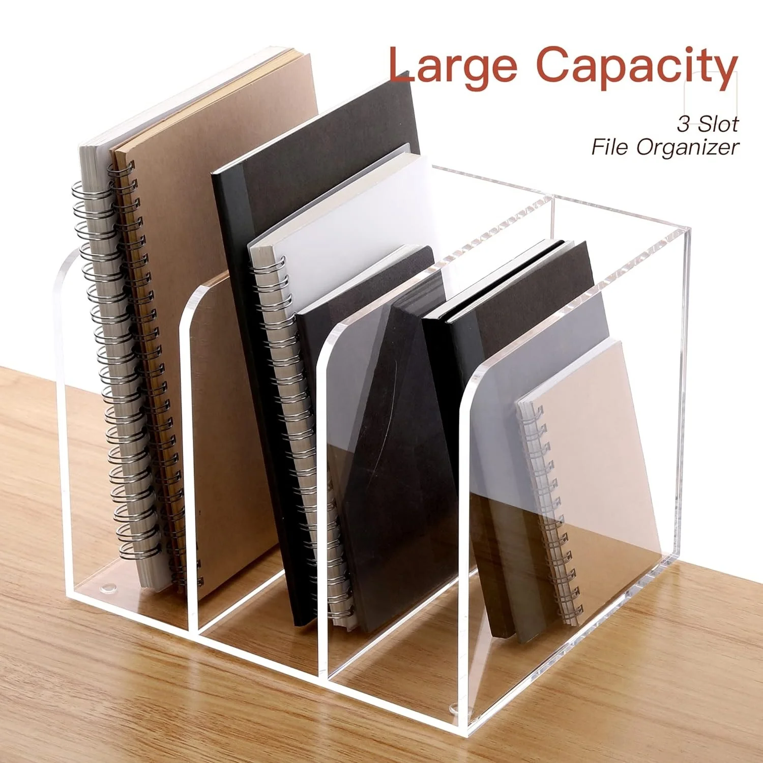 

3Slots Clear Acrylic Desktop Magazine Holder File Organizer Rack Workspace Sorters Office Desk Accessory Organizer Storage Stand