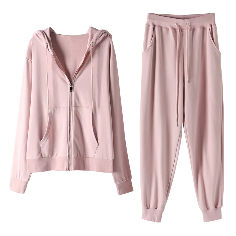 

Women's Spring Autumn Sports Casual Tracksuits Zipper Hoodie And Loose Leggings Two Piece Set