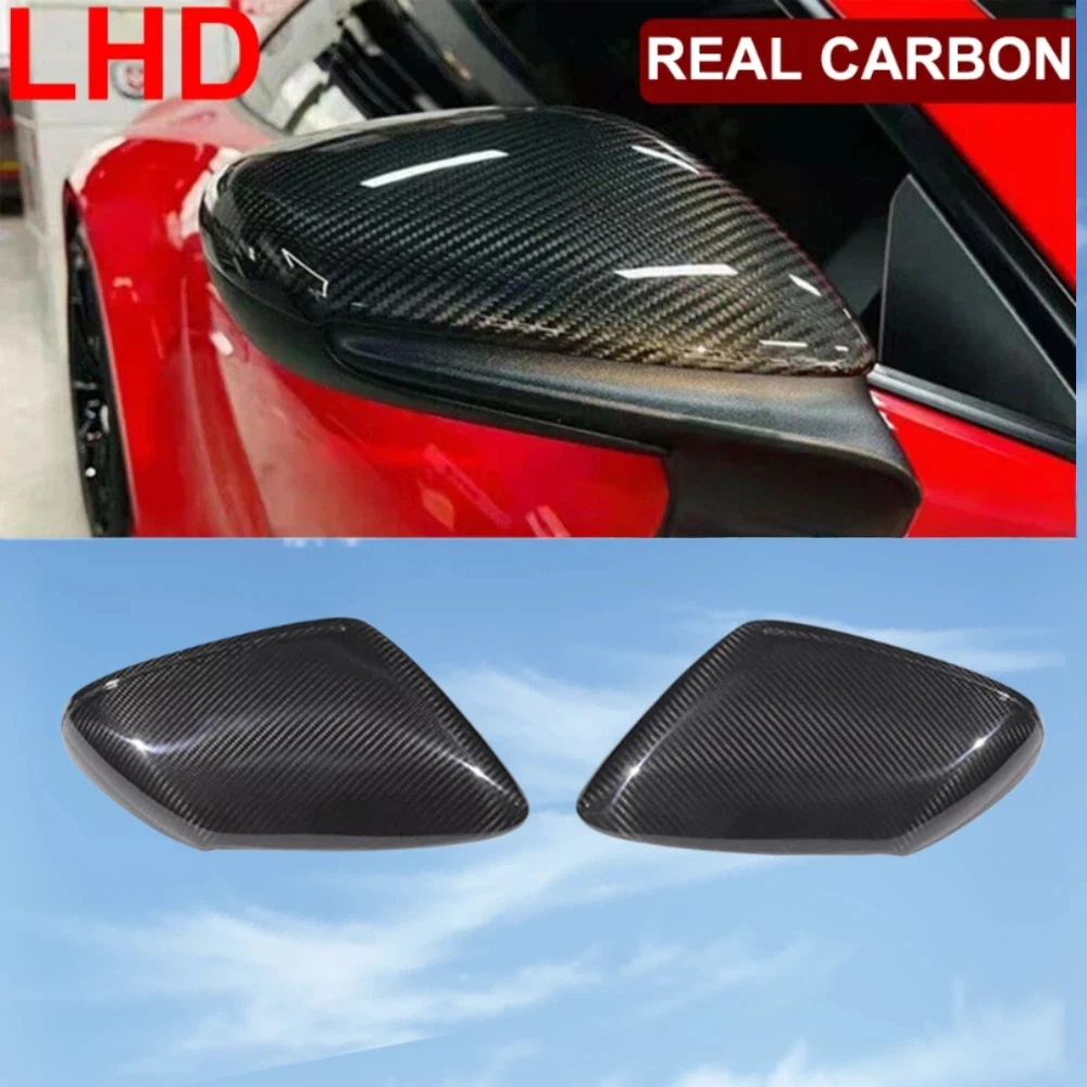 Car Real Dry Hard Carbon Fiber Exterior Side Miror Cap Rearview Cover Frame Trim Decoration Racing For Porsche Taycan 2019-22
