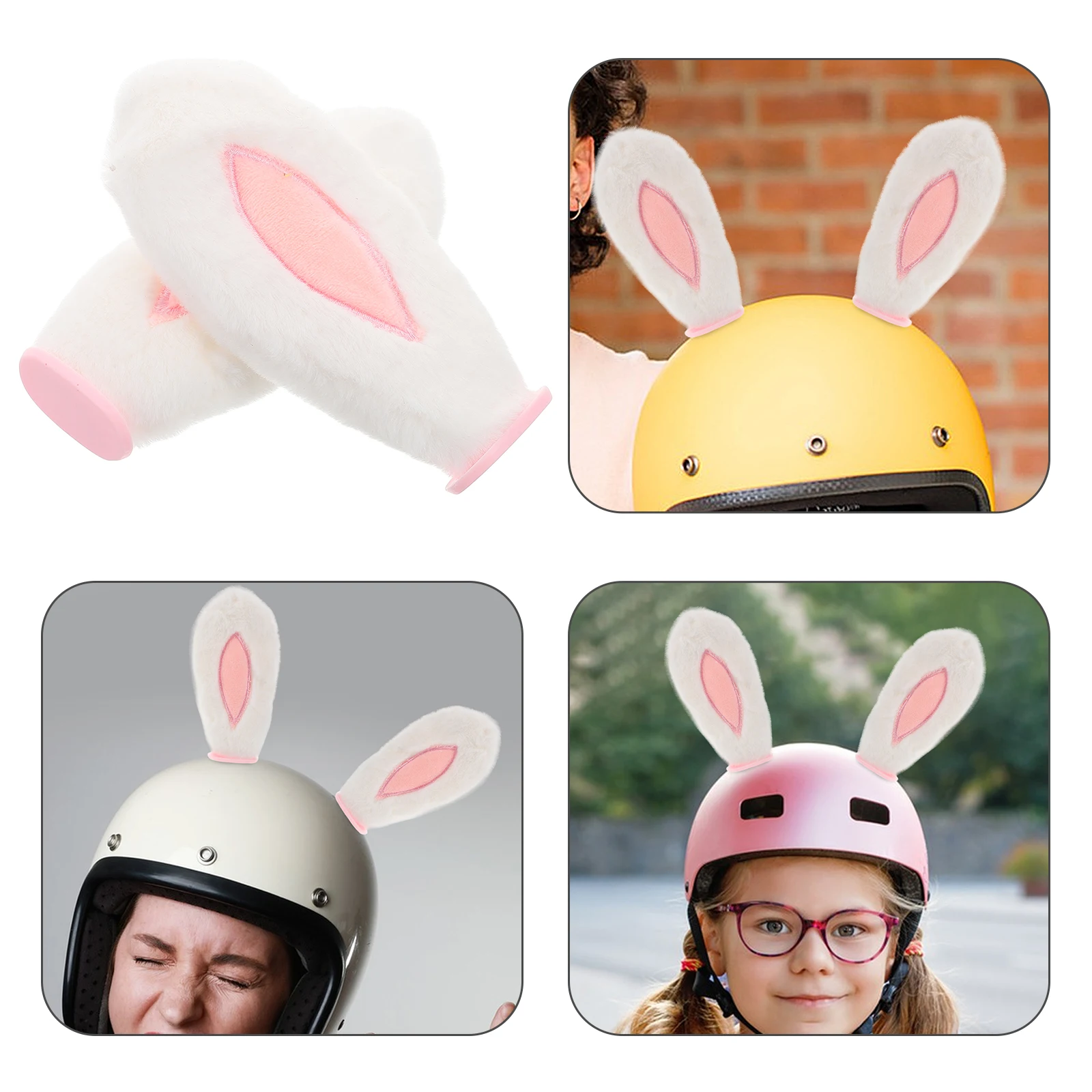 

2 Pcs Decoration Bunny Ears Soft Cartoon Design for Motorcycle Scooter Helmets Funny Ear nament Women