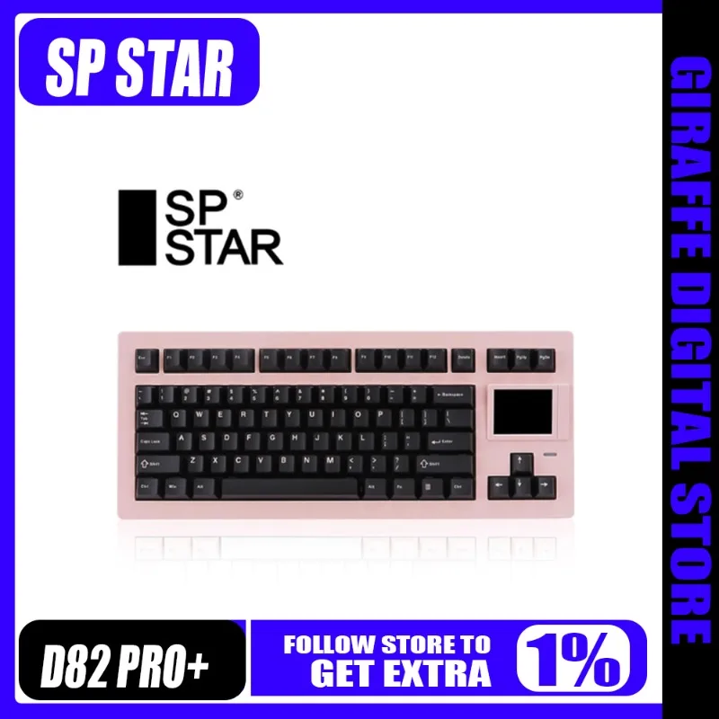 

Sp Star D82 Pro Механическая клавиатура 3 режима Беспроводной Bluetooth Дисплей Экран Rgb Пользовательские горячие замены Геймер ПК Игровые клавиатуры Подарок