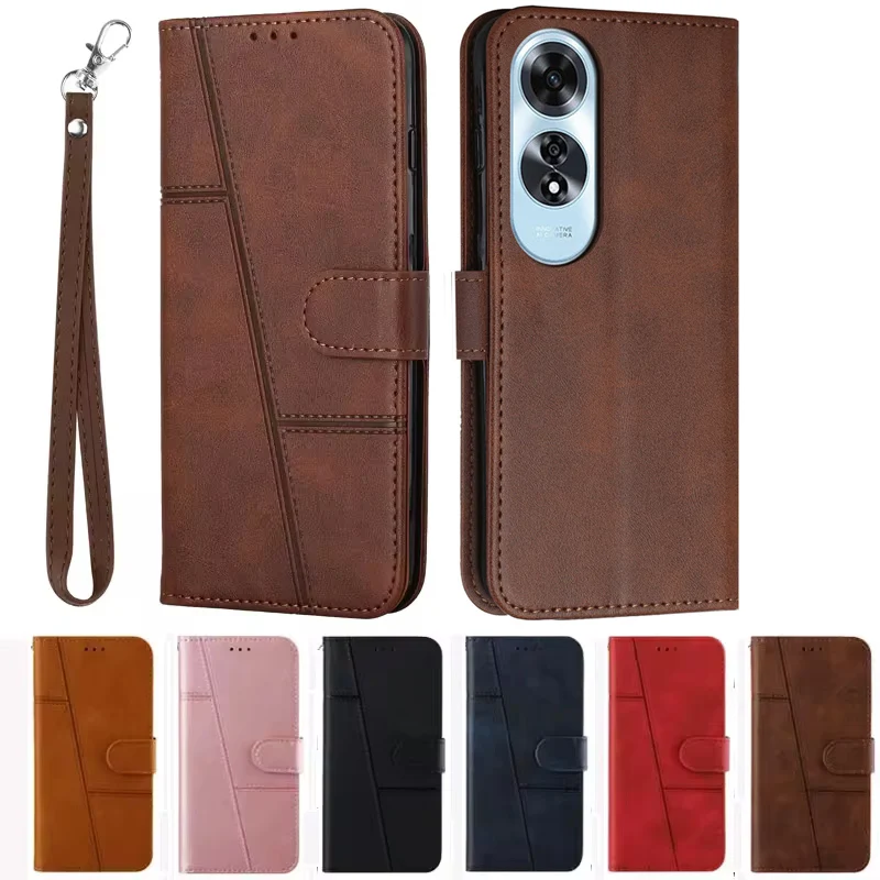 For OPPO A60 Case OPPOA60 A 60 Etui Solid Color Leather Wallet Stand Phone Cover on For Oppo A60 CPH2631 Magnetic Case Funda