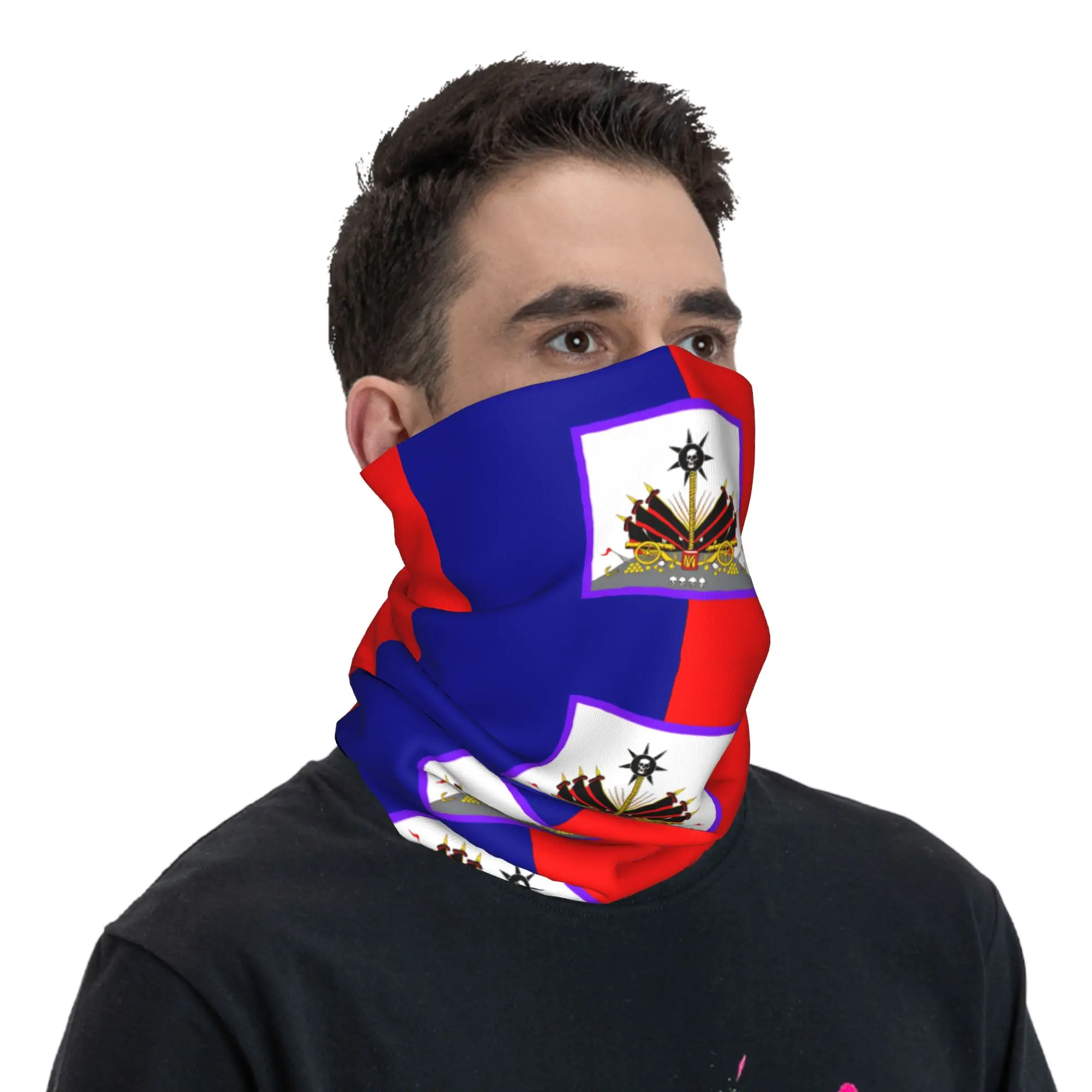 Haiti Flag Bandana  y2k Funny Cycling Mask Hiking Camping Dustproof Balaclava Pattern Neck Warmer Face Masks view 2