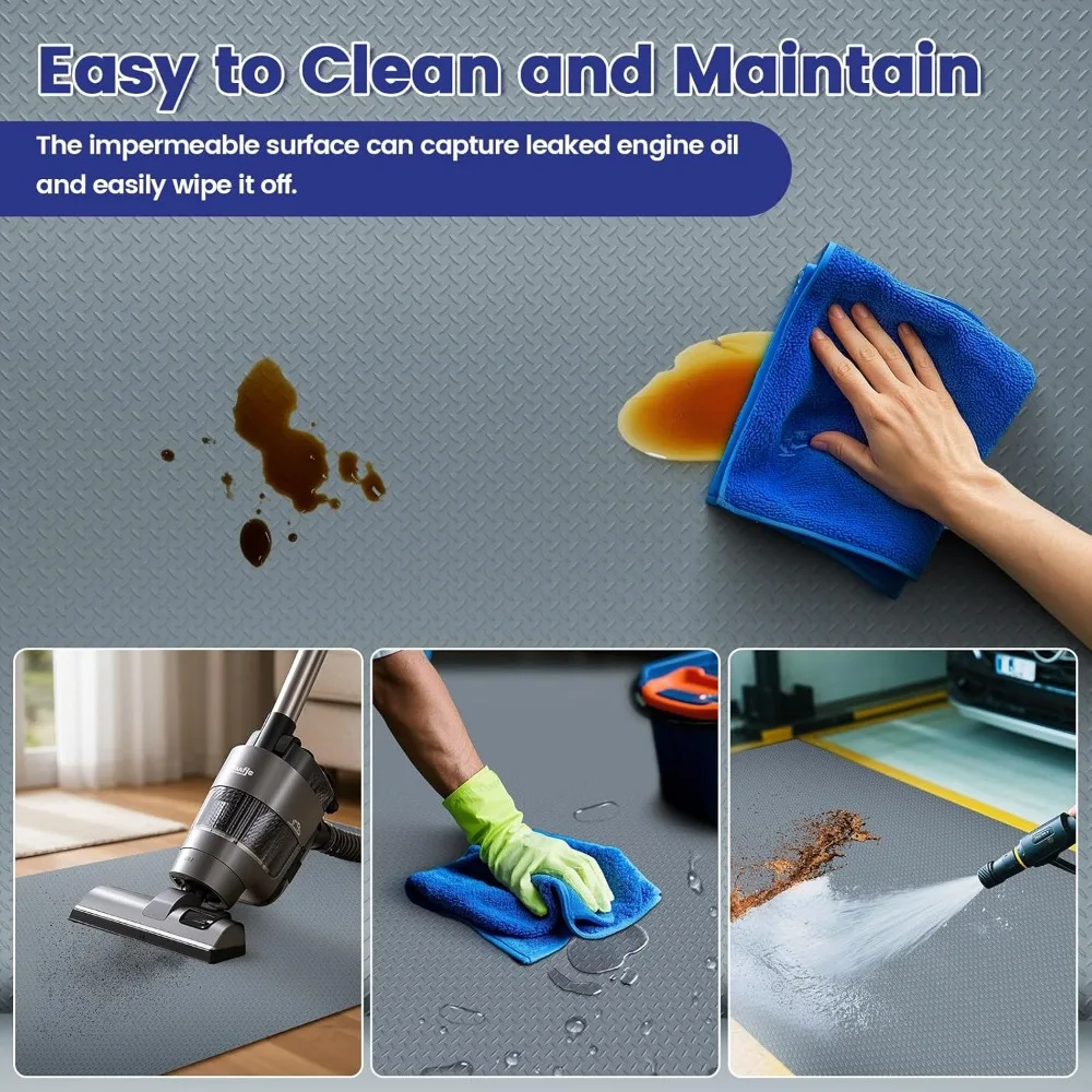 Heavy-Duty PVC Garage Floor Mats 7.5x17FT Diamond Plate Anti-Slip Waterproof Flooring Roll for Underneath Vehicles and Equipment