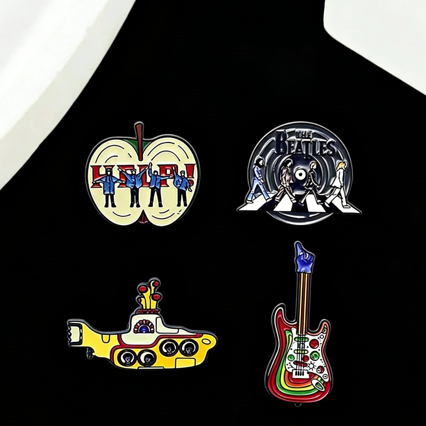 Novo 2026 Pin de Esmalte Vintage com Design de Banda de Rock, Cruz, Guitarra Elétrica Arco-Íris e Maçã, Broche, Joia de Música Rock, Presente para Fãs e Amigos