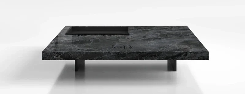

46Italian minimalist large flat layer advanced sense rock slab coffee table light luxury modern