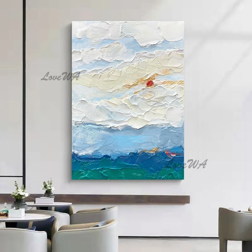 

Palette Knife Textured Thick Acrylic Art Home Entrance Abstract Sunny Scenery Oil Painting Murals Wall Deco Artwork Hand Item