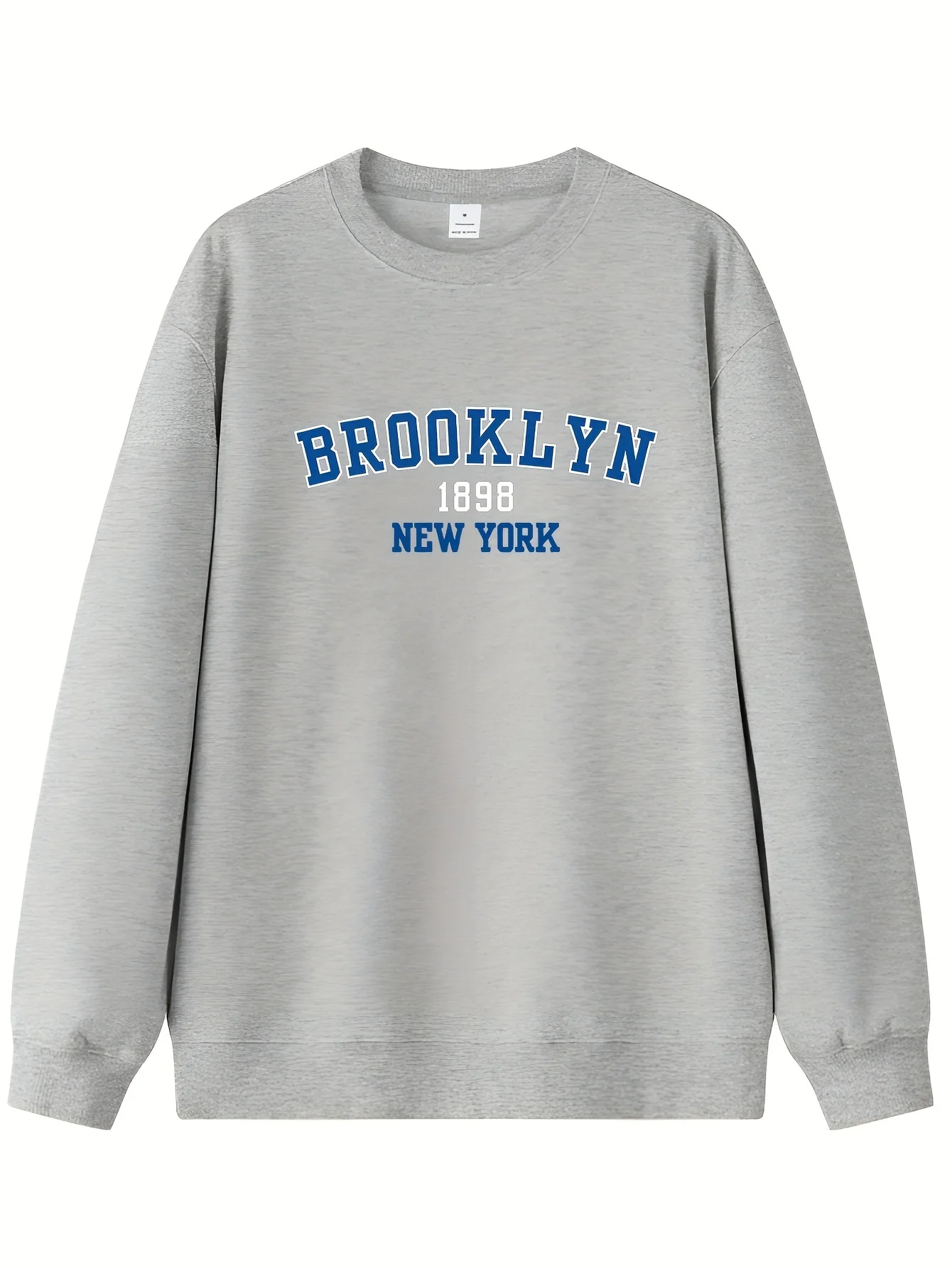 

Мужская толстовка Brooklyn 1898 New York с рисунком — мягкий серый Хизер с жирным синим принтом