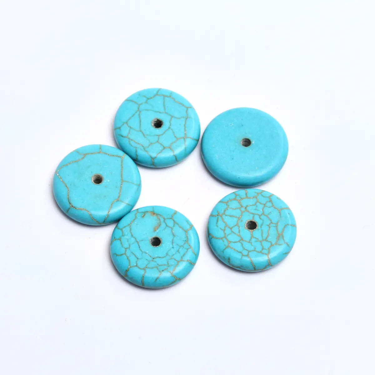 6/8/12/14/16mm Flat Round Shape Green Turquoises Beads Natural Stone For Jewelry Making DIY Fashion Earrings Bracelet Pendants