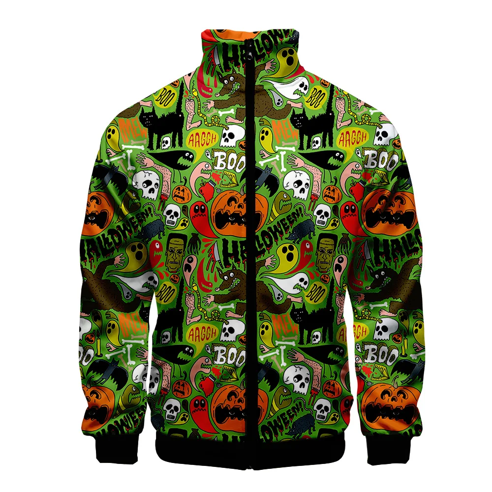 

Hallowmas Pumpkin CAT 3D Print Baseball Jacket Men Bomber Jacket Outerwear Streetwear Hip Hop Baseball Uniform Casual Sportswear