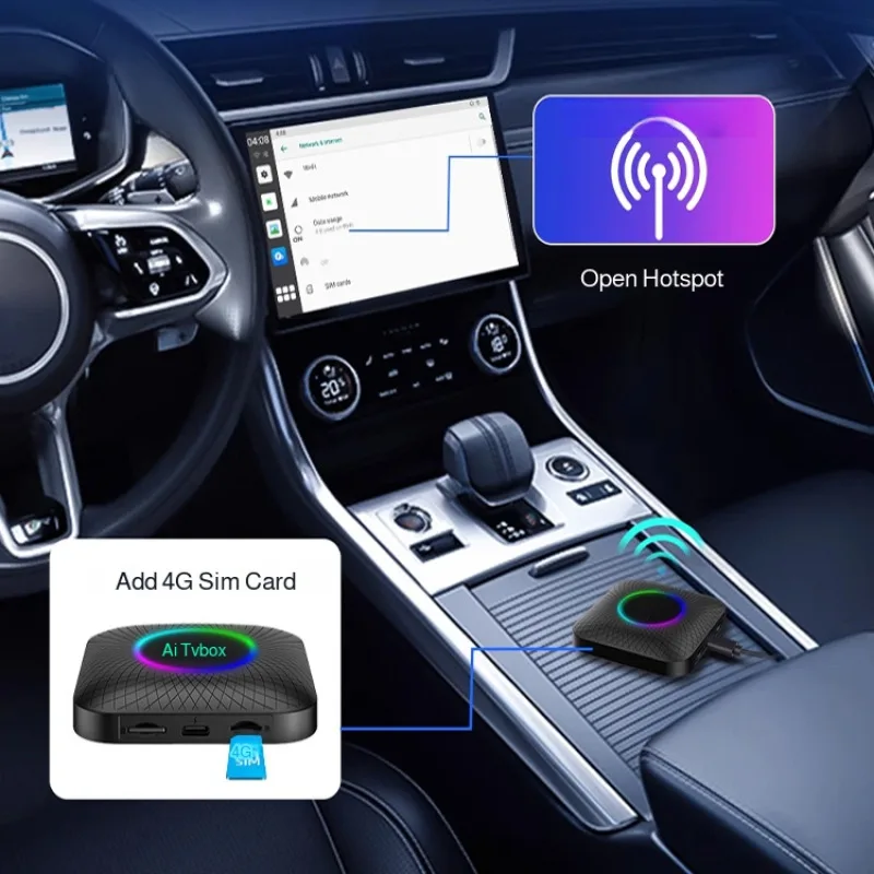 صندوق عرض لاسلكي للسيارة صندوق توصيل آلة السيارة محول صندوق السيارة المفتوح يتكيف مع نظام أندرويد لآلة السيارة