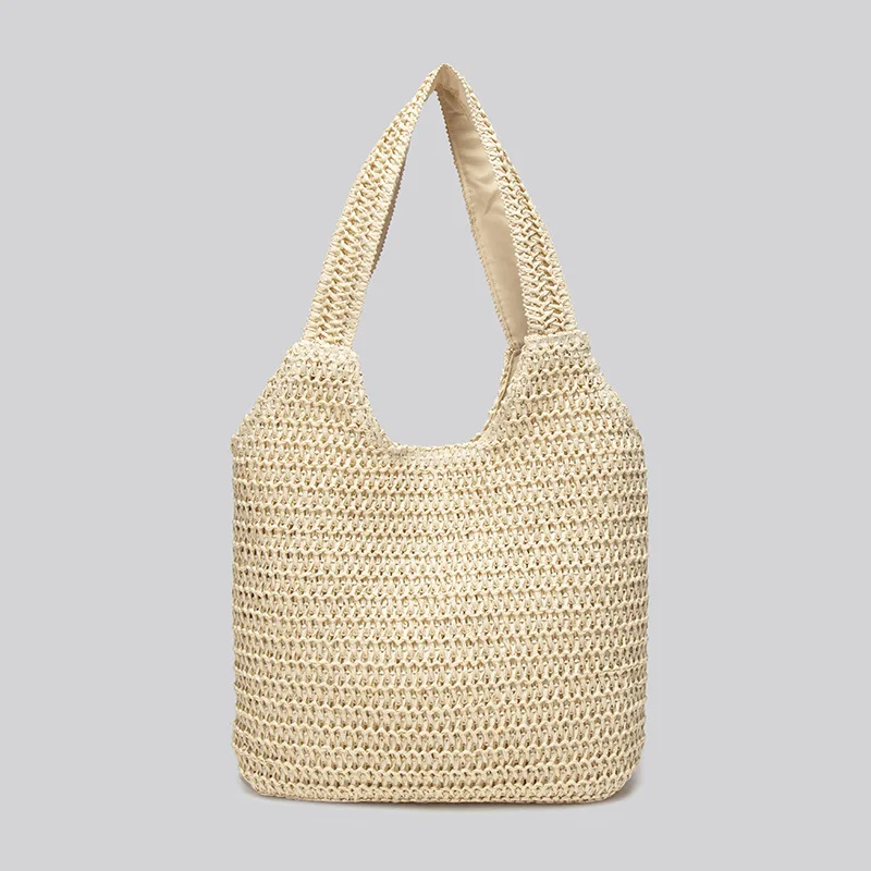 

Women Straw Bag Tote Handbags Large Capacity Vintage Shoulder Bag Simple Weaving Underarm Bag Purses Ladies Summer Beach Bags