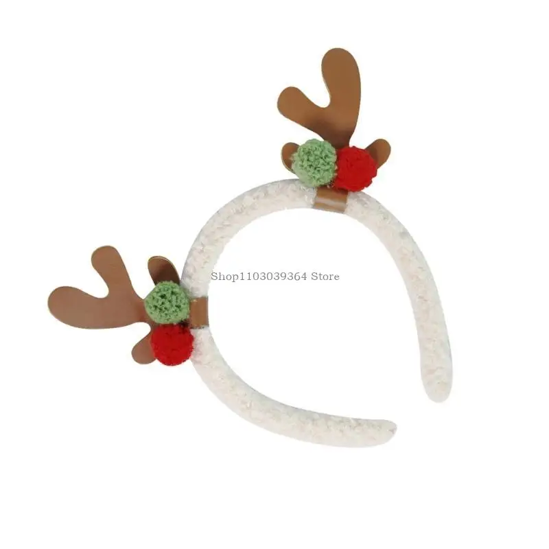 

Christmas Party Headband Plush Reindeer Antler Hair Hoop for Adult Teens