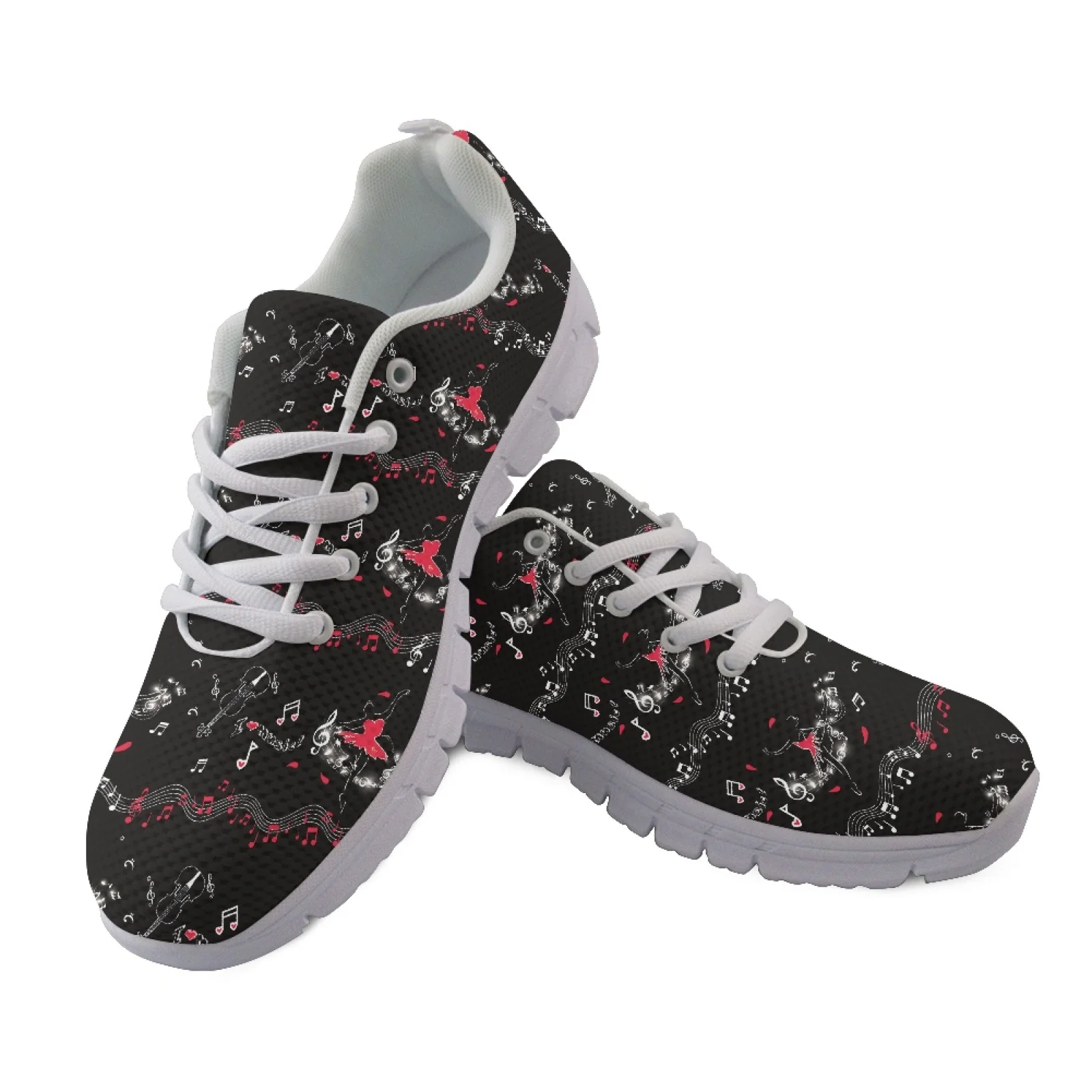 Coloranimal Women Sneakers with Music Ballerina Design, Lightweight Mesh Athletic Footwear for Outdoor Walking