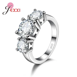 Mode Bruid Sieraden Vrouw 925 Sterling Zilveren Naald Trouwring Heldere Kristallen Dame Voorstellen Verlovingsringen Verjaardagscadeau