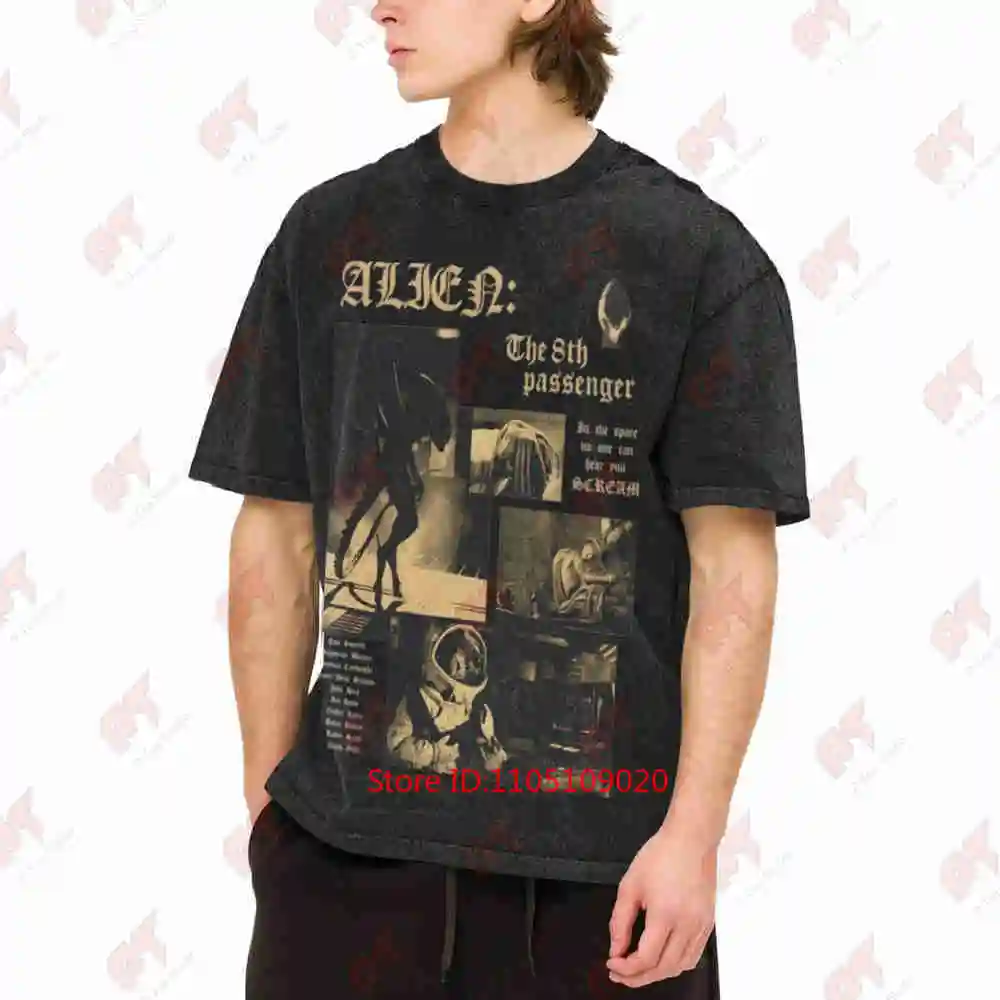 Alien Xenomorph Ellen Ripley Sci-Fi Horror Vintage Washed Tee Pure Cotton T-Shirt