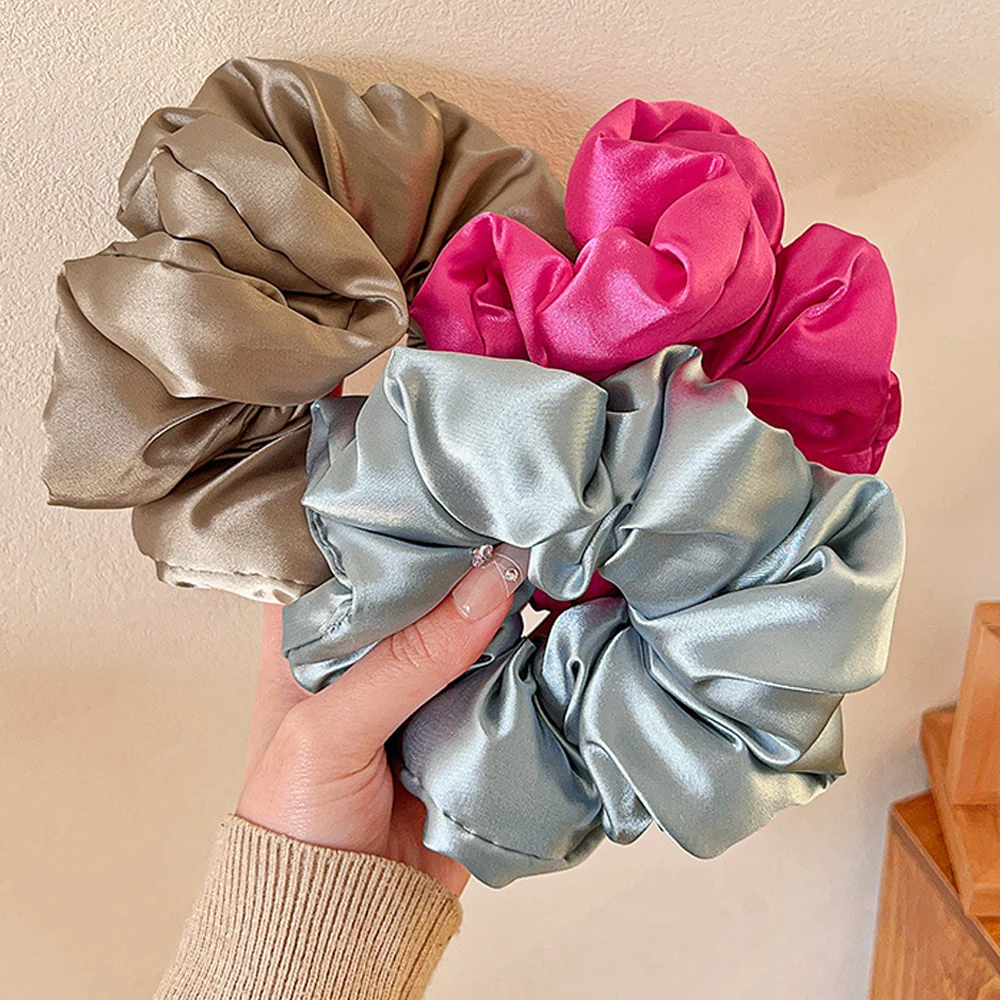 

Oversize Satin Scrunchies Sponge Filling Big Elastic Hair Ties For Women Big Silk Hair Bands Ponytail Holder Hair accessories