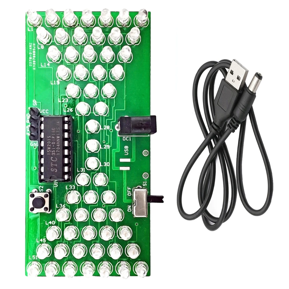 DIY Kit Electronic Hourglass LED Light-Emitting Diode MCU STC15W201S PCB Soldering Practice Kit With Power Cord DC5V 4PIN