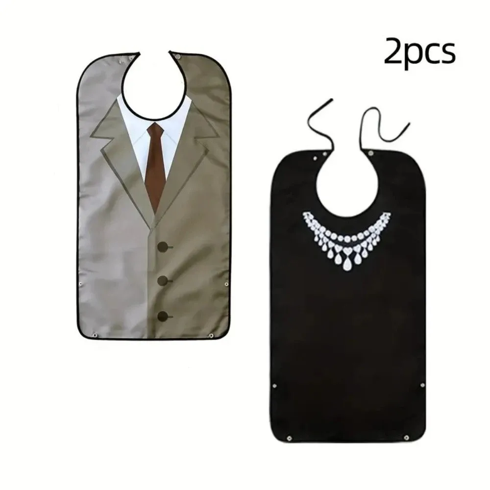 Printed Design Waterproof Elderly Bibs Foldable Snap Closure Feeding Bib Washable Oil-Resistant Saliva Towel Debris Collection