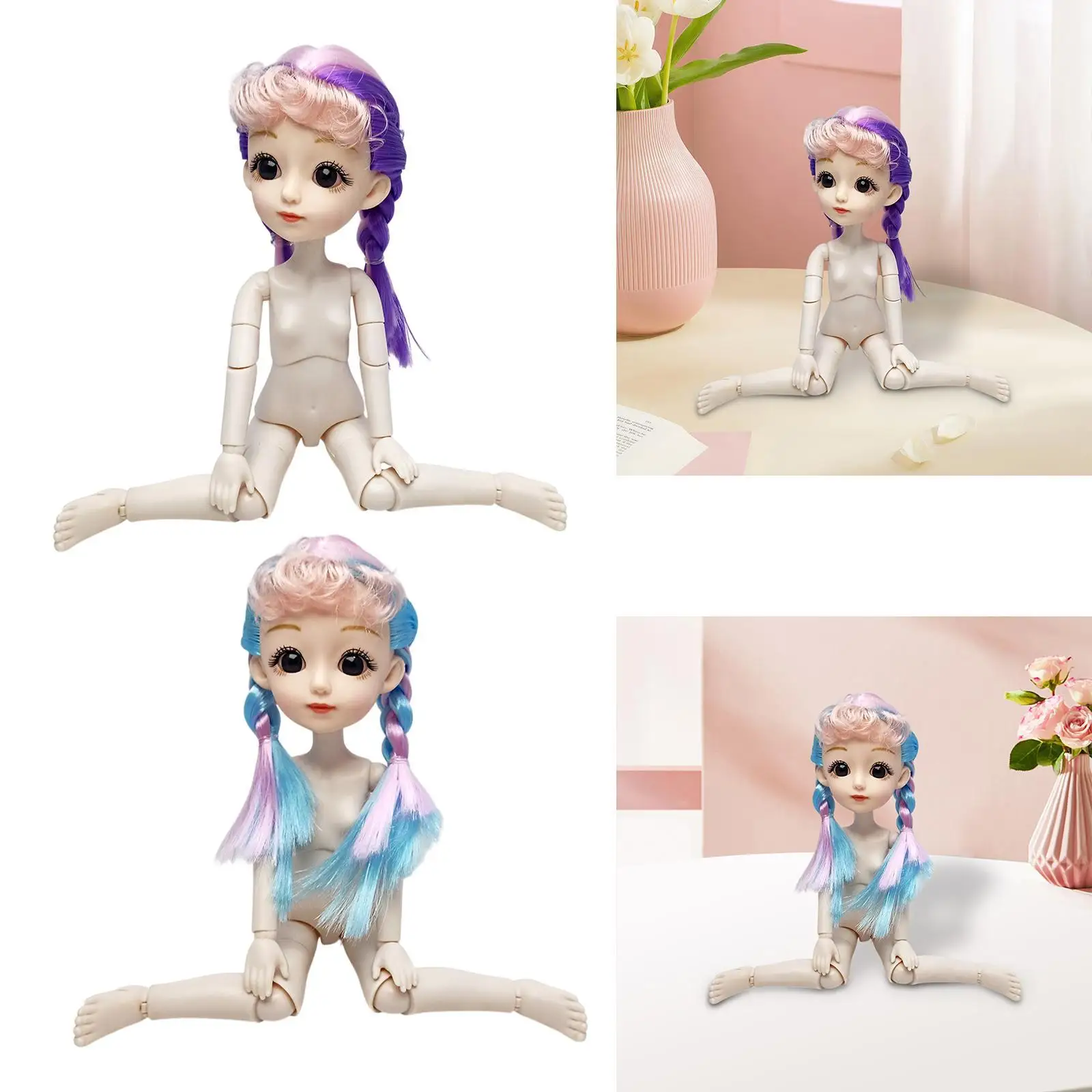 Flexible Gelenke, BJD-Puppenspielzeug, 30 cm, Vinyl, realistisch, große Augen, beweglich, nackte Mädchenpuppe, Spielset als Geburtstagsgeschenk