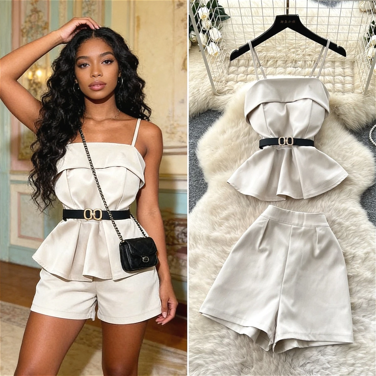 

Mini Skirt Set Women Two Piece Sets Polo Collar Shorts Shirt Tops Dress Sets Casual Y2k Streetwear Pleated Shorts 2026 Elegant