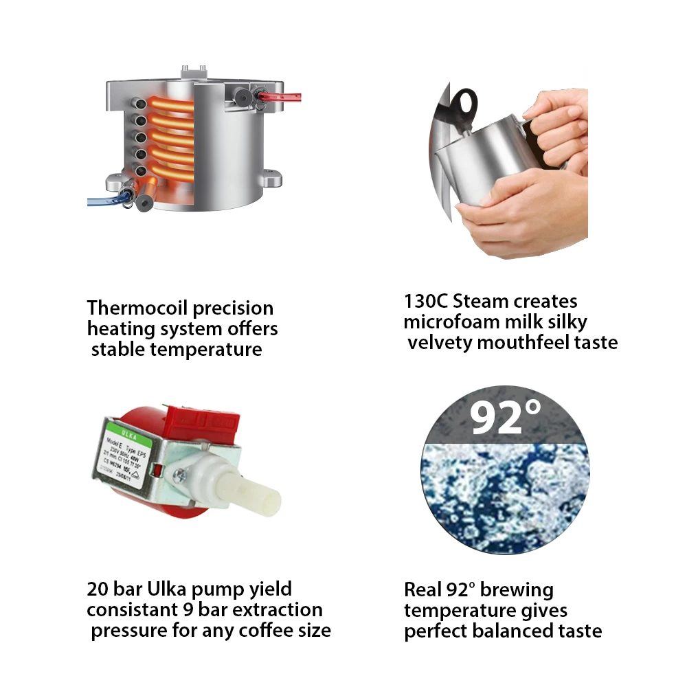 Espresso Machine -Professional Home/Office Coffee Maker(Commercial-Grade Portafilter, Steam Wand,15-Bar Pressure）