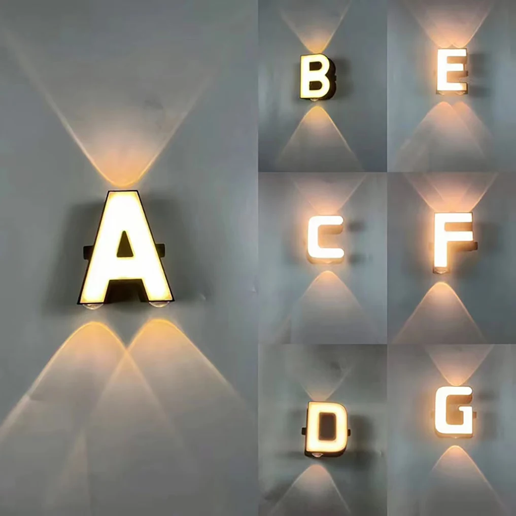 

LED Wall Lamp English Letter Modern Style AC85-265V IP65 Waterproof Indoor/Outdoor Wall Lamp with 3 Years Warranties