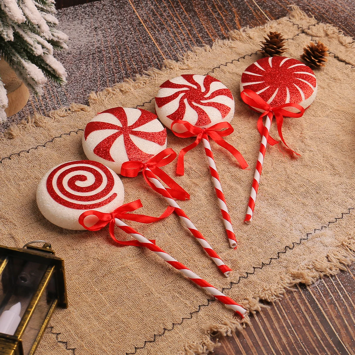 1Pcs Christmas Candy Cane Decorations Peppermint Ornaments for Christmas Tree Lollipop Craft Decor for Xmas Home Party Supplies