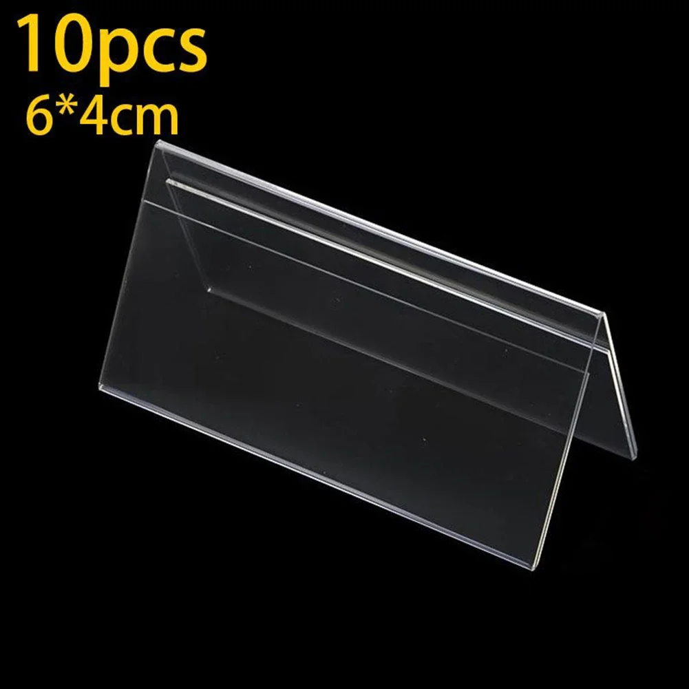 Picture Frame V-type Acrylic Business Card Price Label Display Holder Table Number Stand For Sign Stands, Poster Racks 10pcs