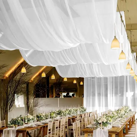 Ceiling Drapes Wedding Arch Draping Fabric Sheer Curtains Voile Drapery Draping Ceiling Decoration for Party Ceremony Stage Swag